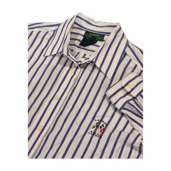 Lauren Ralph Lauren‎ Petites Long Sleeve Button Up Sailing Shirt Women's 12P - Picture 1 of 8